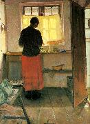 Anna Ancher pigen i kokkenet painting